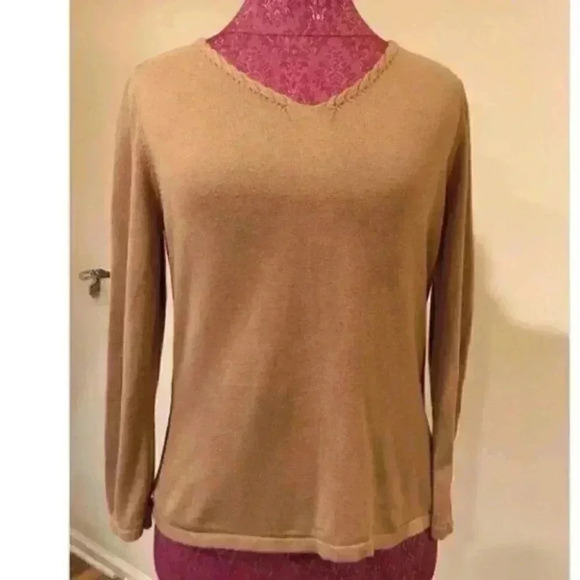 J Jill Womans Sweater Size medium Brown V Neck - Picture 1 of 5